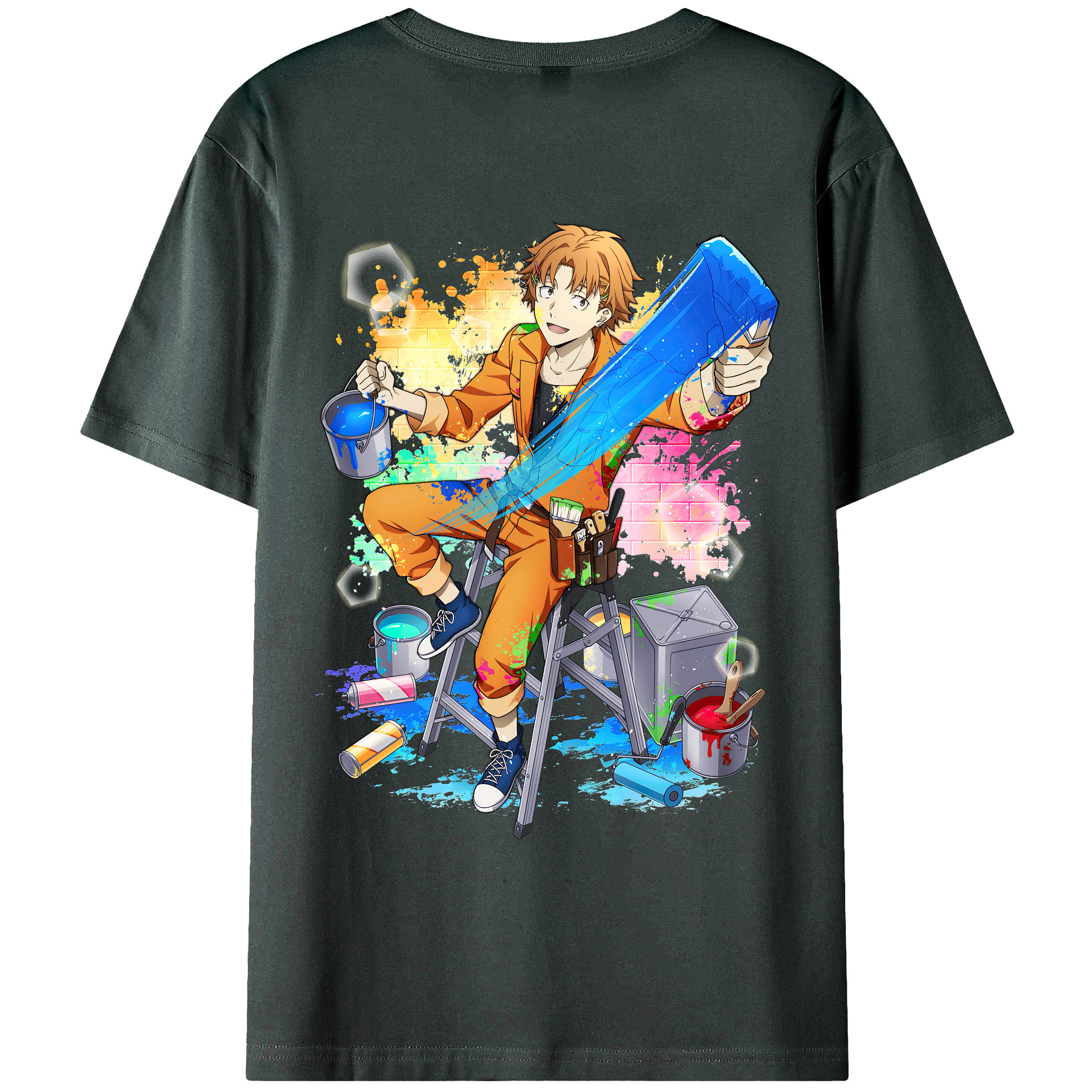 （画像用） 文豪ストレイドッグス Bungo Stray Dogs 綿100％ メンズ半袖Tシャツ（バックプリント） 通気性
